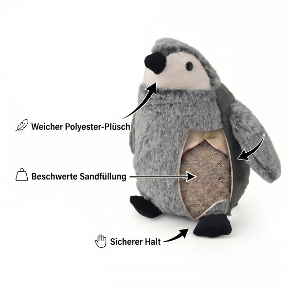Penguin Door stopper Product size:16*20*15CM Packing:1PC/opp bag+sticker Function: Damage-Free for Doors Anti-Slam & Lockout Protection Pinch-Free Safety Color:Gray Material:Polyester+sand Product size:16*20*15cm image number 6