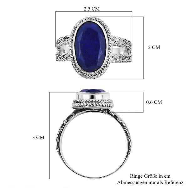 Royal Bali - Lapislazuli-Ring, 925 Silber Schwarz oxidiert (Gr&ouml;&szlig;e 16.00) ca. 6.31 ct image number 6