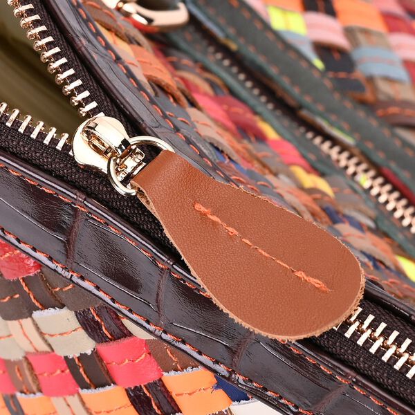 Chaos By Elsie - Farbenfrohe Echtleder Crossbody Tasche, Gewebtes Muster image number 6