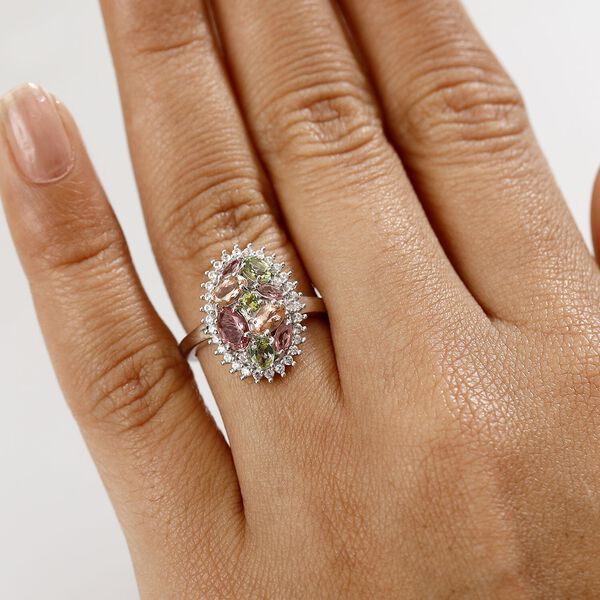 D'Joy AAA Multi-Calabar-Turmalin und Zirkon Ring und Anh&auml;nger mit 50 Kette image number 10