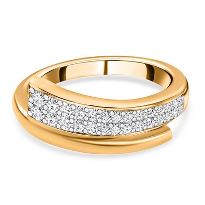 Diamant-Ring, 925 Silber Gelbgold Vermeil (Größe 16.00) ca. 0,33 ct