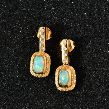 AA nat&uuml;rliche, &auml;thiopische Welo Opal und Zirkon-Ohrringe - 0,92 ct.