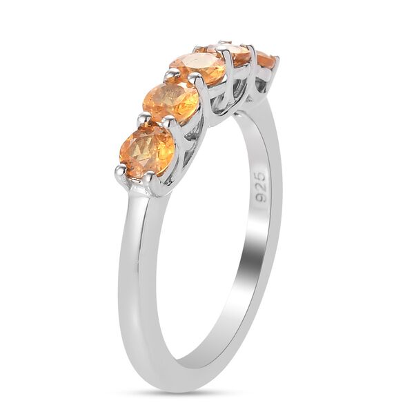 Spessartin Granat 5 Stein Ring 925 Silber Platin-&Uuml;berzug image number 5