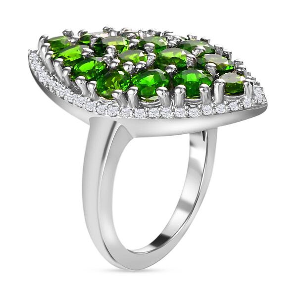 Natürlicher Chromdiopsid-Ring, 925 Silber platiniert (Größe 18.00) ca. 4.54 ct image number 5