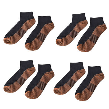 4er-Set Kupfer Socken, Gr&ouml;&szlig;e S/M, L&auml;nge 26 cm, Schwarz