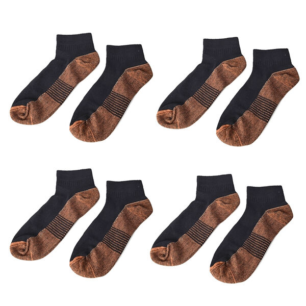 4er-Set Kupfer Socken, Gr&ouml;&szlig;e S/M, L&auml;nge 26 cm, Schwarz