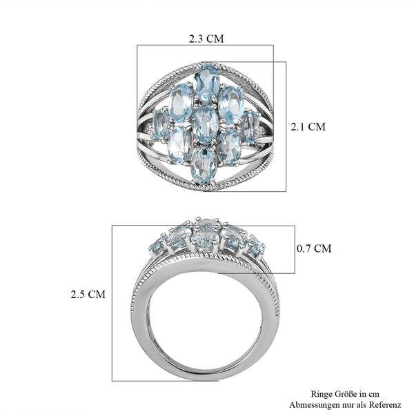 Himmelblauer Topas Ring, Edelstahl (Größe 17.00) ca. 4.52 ct image number 7