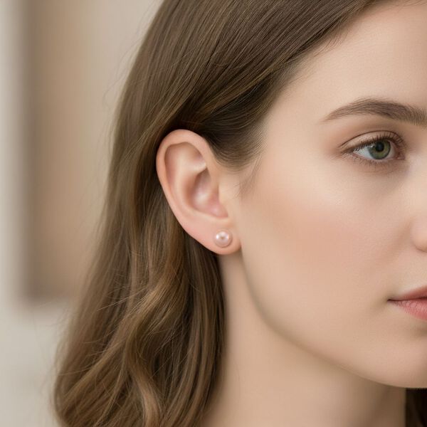 Pfirsich-S&uuml;&szlig;wasser Perle (7-9 mm) Schmuckset 316L Edelstahl image number 4