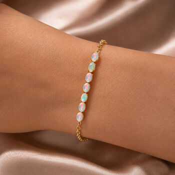 D'Joy AA nat&uuml;rliches, &auml;thiopisches Welo Opal 19cm Armband, 925 Silber vergoldet - 1,53 ct.