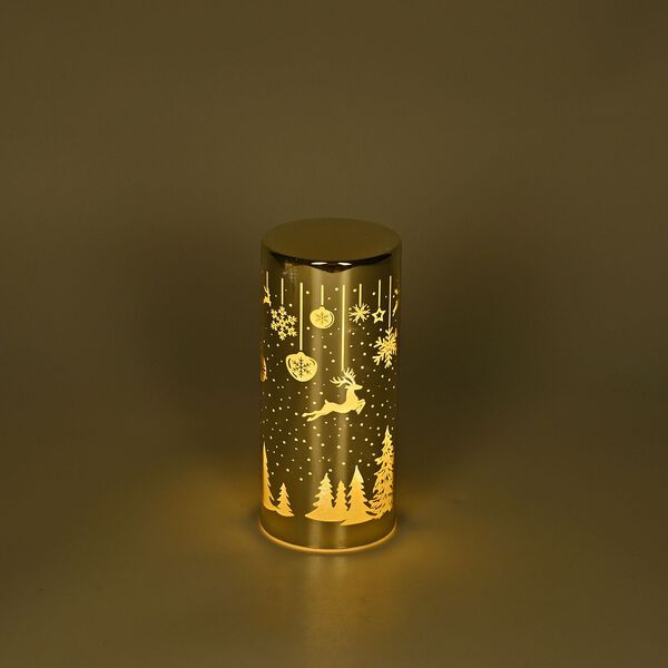 LED-Deko-Zylinder aus Glas mit Weihnachts-Motiven, Gold image number 8