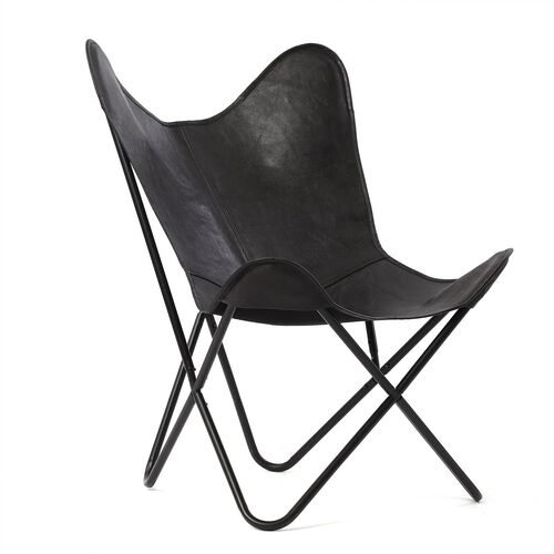 Butterfly-Sessel aus Echtleder, zusammenklappbar, ca. 92 cm, Tan