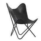 Butterfly chair in Genuine leather with Canvas Lining & Metal Frame SIZE: 91.44(L)x71.12(W)x50.8(H) CM COLOR: Black