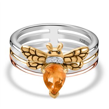 GP Italian Garden Kollektion- AA Citrin, Zirkon und Kanchanaburi blauer Saphir-Ring - 0,69 ct.