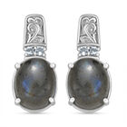 Labradorit, Himmelblauer Topas Ohrringe Edelstahl ca. 8.91 ct