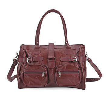 Patchwork-Umh&auml;ngetasche aus Schafleder, 40 x 16,5 x 25,5 cm, Burgund