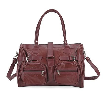 Patchwork-Umh&auml;ngetasche aus Schafleder, 40 x 16,5 x 25,5 cm, Burgund