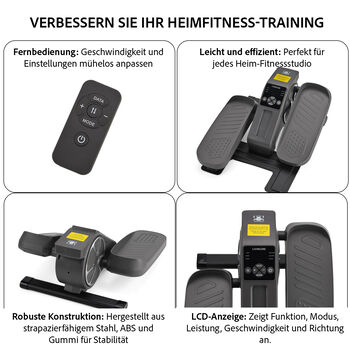 LIVMORE Original kompakter Elektro Stepper, Anti-Rutsch-Pedale, Anzeige und Fernbedienung, 47&times;42&times;23,5 cm, Schwarz