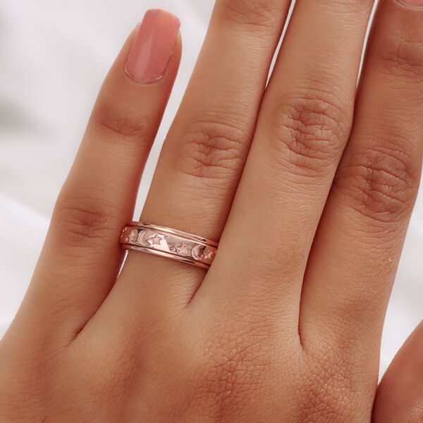 Mystischer Anti-Stress-Spinning-Ring, ros&eacute;vergoldetes Silber image number 3