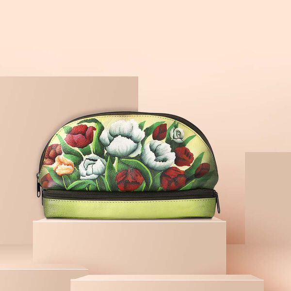 SUKRITI - 100% Leder: handbemalter Beauty Organizer, Gr&uuml;n image number 3