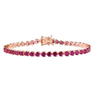 AAA Lab Grown Rosa Saphir Armband ca. 20 cm 925 Silber 750 Roségold Vermeil ca. 15.18 ct AAA Lab Grown Rosa Saphir Armband ca. 20 cm 925 Silber 750 Roségold Vermeil ca. 15.18 ct