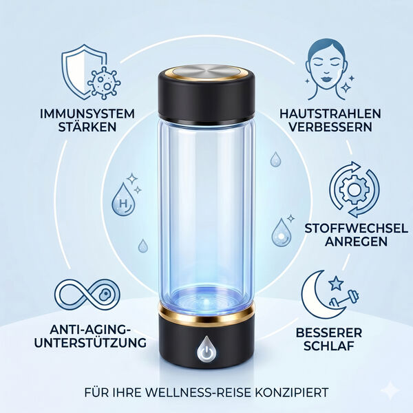 Hydrogener Wasserstoff Wassergenerator 380ml, 7x21cm, Schwarz image number 6