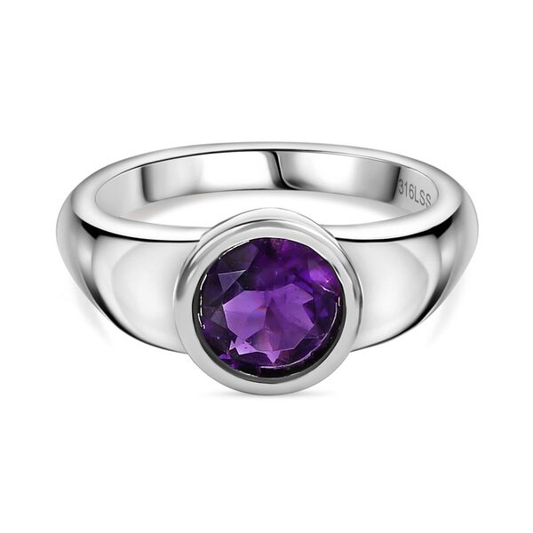 Afrikanischer Amethyst Ring 316L Edelstahl (Gr&ouml;&szlig;e 19.00) ca. 1.16 ct
