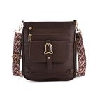 Elegante Umhängetasche aus feinem Lederimitat mit Mehrfachfächern, 24x27 cm, Cognacbraun