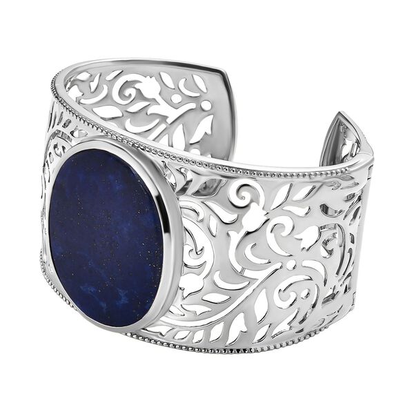 Lapislazuli Armreif, ca. 19 cm, platiniert ca. 74.97 ct image number 4