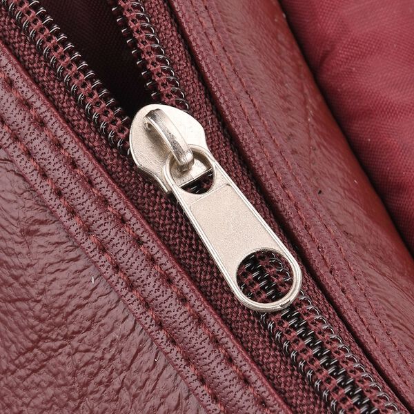 CLOSE OUT DEAL Patchwork-Tasche aus weichem Schafleder, mit Tragegriffen und abnehmbarem Schulterriemen, 29x15x21 cm, Burgund image number 6