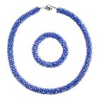 2er Set - Blau Kristall Halskette und Armband