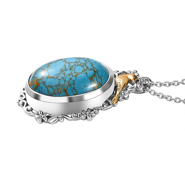 Blauer Mojave-T&uuml;rkis-Anh&auml;nger mit 50cm Kette - 13,73 ct. image number 4