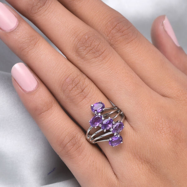 Afrikanischer Amethyst bypass Ring Edelstahl  ca. 2,03 ct image number 3