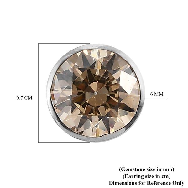 LUSTRO STELLA Hergestellt mit Champagner ZIRKONIA Ohrstecker 925 Silber Platin-&Uuml;berzug image number 4