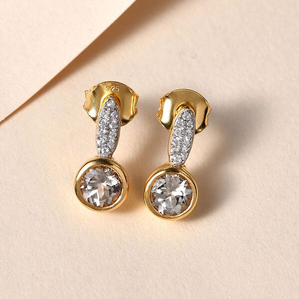 AAA Turkizit und weiße Zirkon-Ohrringe - 1,39 ct. image number 2