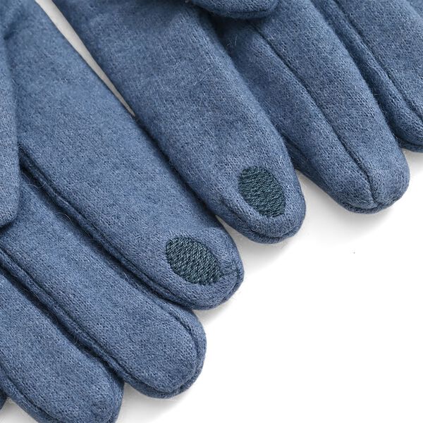 Kaschmir-Handschuhe mit Touchscreen-Funktion, Karomuster, Onesize, Blau image number 5