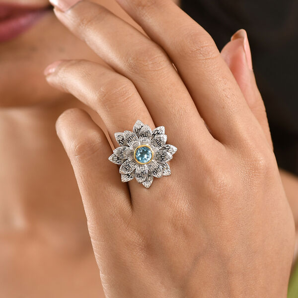 EVER TRUE Himmelblauer Topas Ring Nickelfreies Messing platiniert und vergoldet (Gr&ouml;&szlig;e 17.00) ca. 1,04 ct image number 2