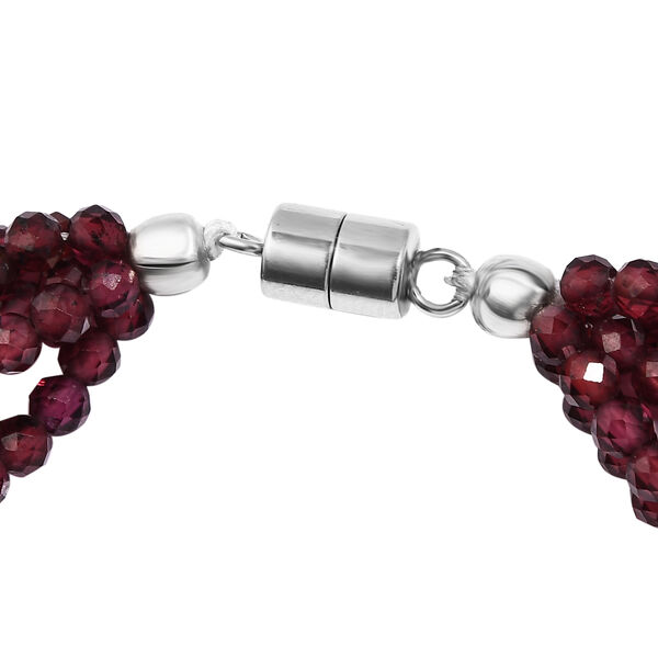 Rotes Granat-Armband, ca. 19 cm, Edelstahl, ca. 73,94 ct image number 4