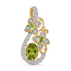 D'joy Natürlicher Peridot Anhänger 925 Silber 750 Gelb Vergoldet ca. 2.17 ct