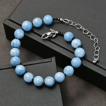 EverTrue Milchiges Aquamarin und schwarzes Spinell 19+5cm Armband - 63 ct.
