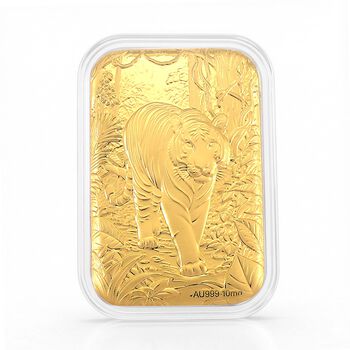 999er Goldbarren mit Tigermotiv, 10mg