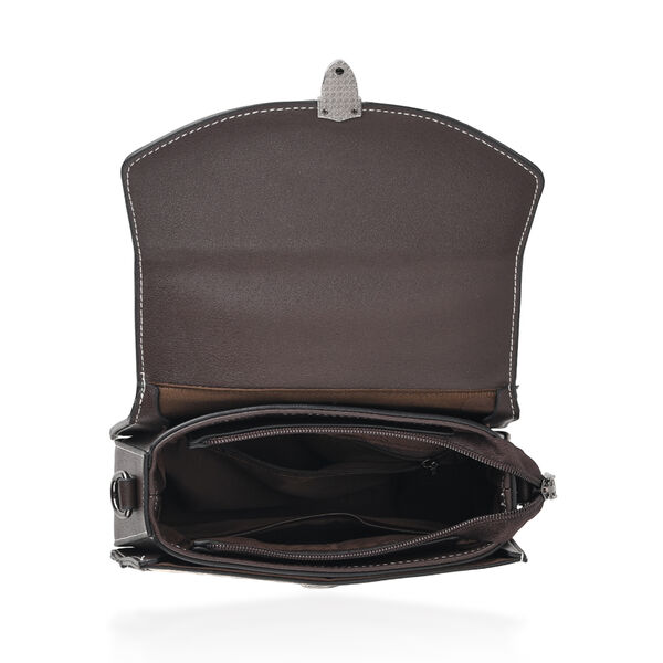 Kompakte Kunstprint Crossbody-Tasche mit floralem Design, 23 x 9 x 17 cm, Apricot image number 5