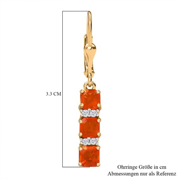 AAA Purpurroter Feueropal, Wei&szlig;er Zirkon Ohrringe 925 Silber 750 Gelbgold Vermeil ca. 1.53 ct image number 6