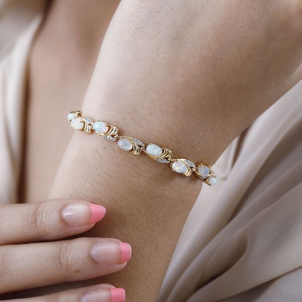 AA natürliches, äthiopisches Welo Opal und Zirkon-Armband, 19 cm - 5,71 ct. image number 4