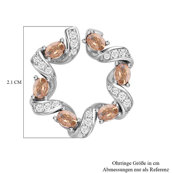 Champagner und weiße Zirkonia-Ohrringe image number 5
