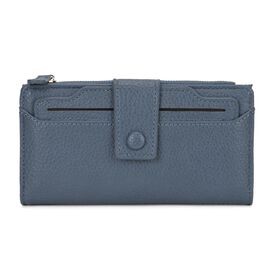Multifunktional im eleganten Design, Wallet mit RFID-Schutz, Druckknopfverschluss, 20 Kartenfächer, Reißverschlussfach, 18x3x9 cm, Blau