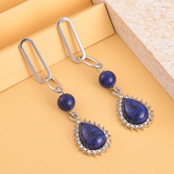 Lapislazuli Ohrringe, silberfarben ca. 18.00 ct