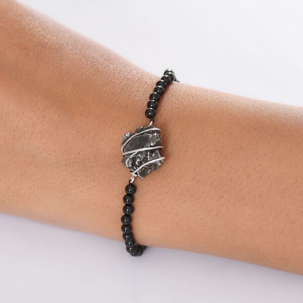 Muonionalusta Meteorit, Schwarzer Spinell Armband ca. 19 cm 925 Silber rhodiniert ca. 44.84 ct image number 3