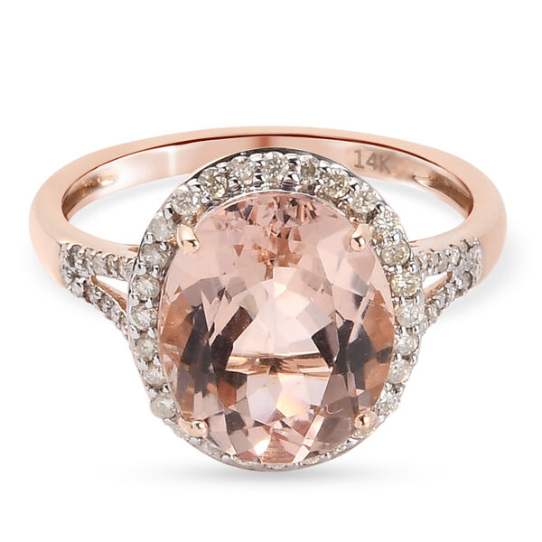 AAA Morganit und Diamant-Ring, 585 Ros&eacute;gold  ca. 4,82 ct