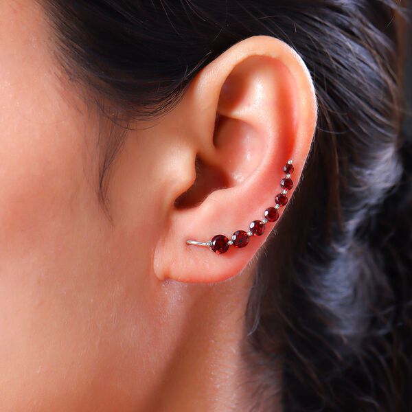 Rote Granat-Ohrringe, 925 Silber platiniert ca. 3.40 ct image number 3