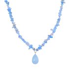 Aquamarin Halskette ca. 45 cm + 5 cm Extender, Reiner Edelstahl ca. 85.00 ct